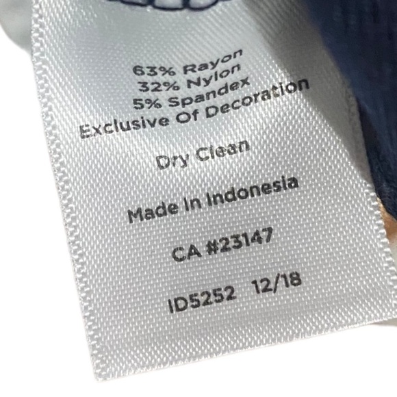 Talbots Navy Blue Scallop Eyelet Trim Petite Dress-size 14P - Picture 6 of 8